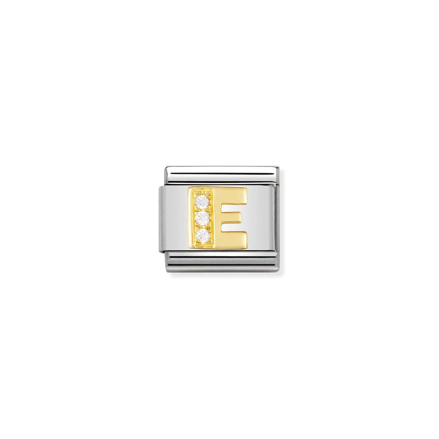 Nomination Gold and Zirconia Classic Letter Charm - E