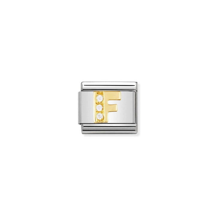 Nomination Gold and Zirconia Classic Letter Charm - F