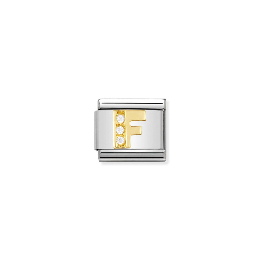 Nomination Gold and Zirconia Classic Letter Charm - F