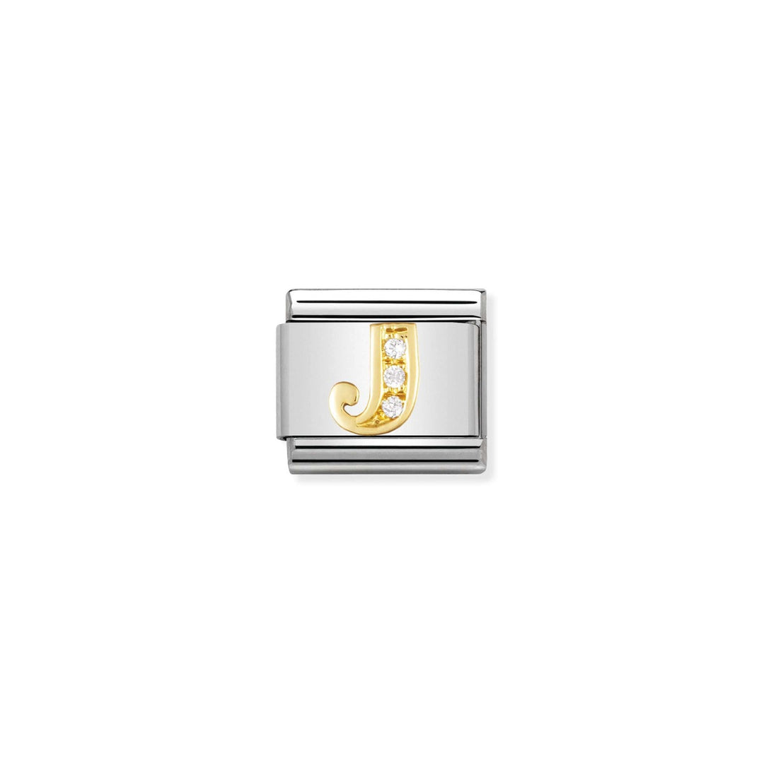Nomination Gold and Zirconia Classic Letter Charm - J