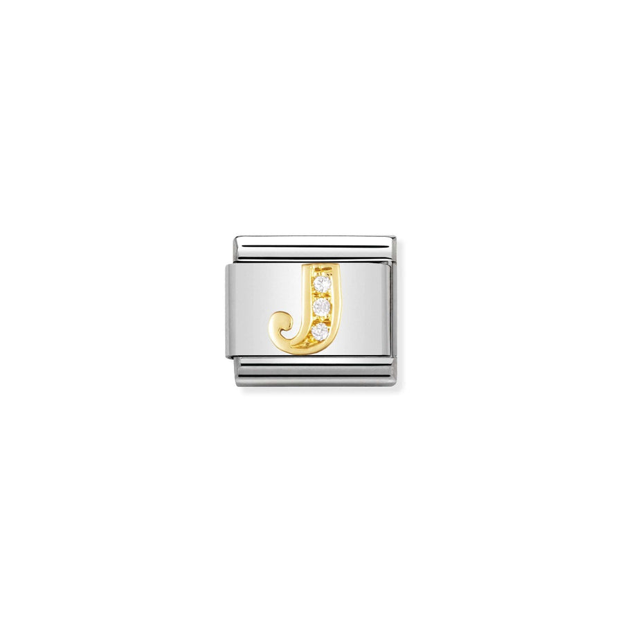 Nomination Gold and Zirconia Classic Letter Charm - J