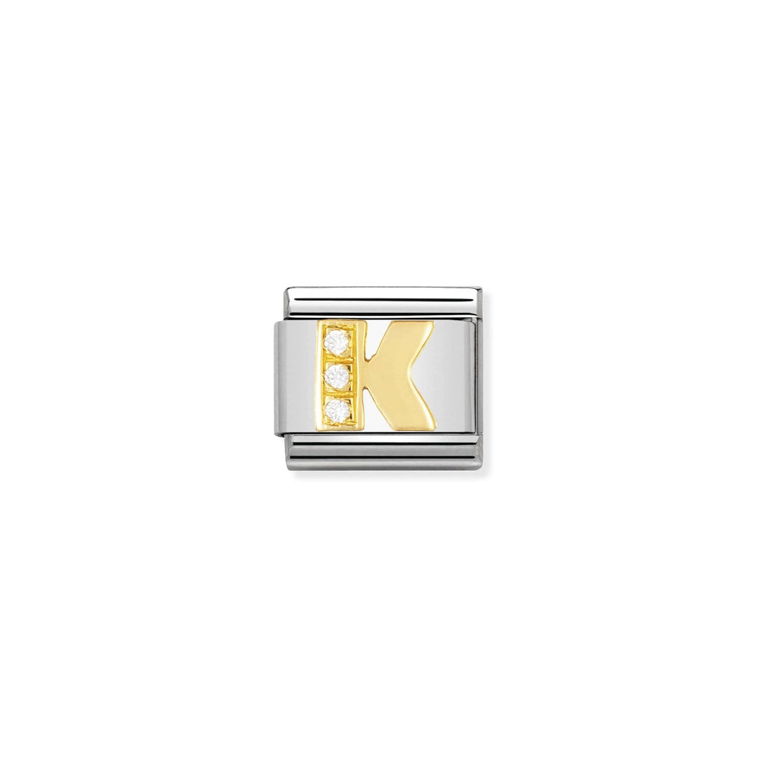 Nomination Gold and Zirconia Classic Letter Charm - K