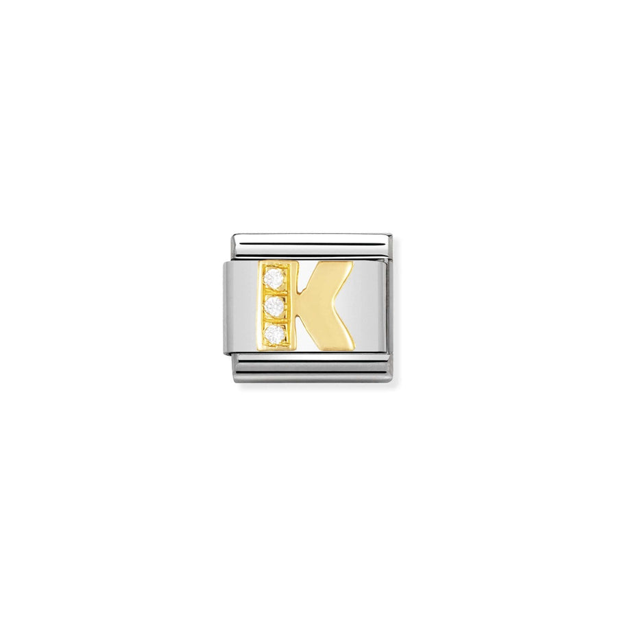 Nomination Gold and Zirconia Classic Letter Charm - K