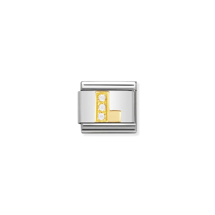 Nomination Gold and Zirconia Classic Letter Charm - M