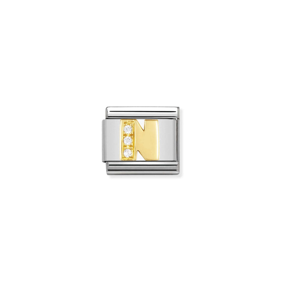 Nomination Gold and Zirconia Classic Letter Charm - N