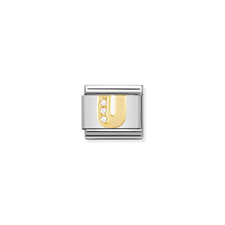Nomination Gold and Zirconia Classic Letter Charm - U