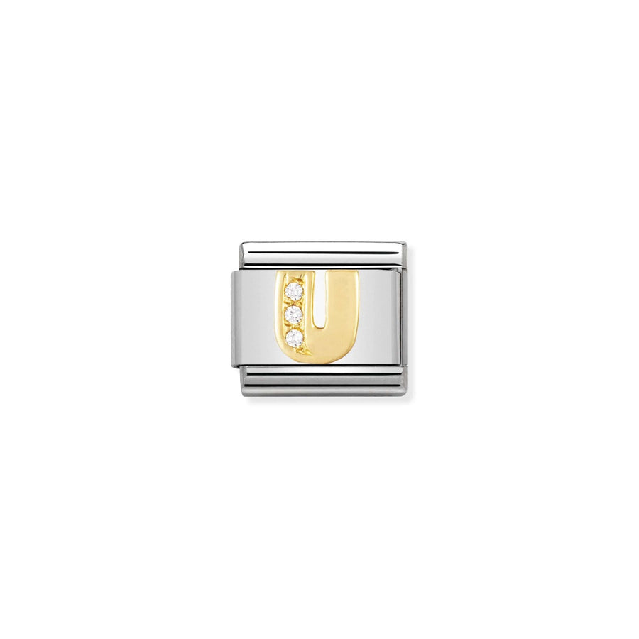 Nomination Gold and Zirconia Classic Letter Charm - U