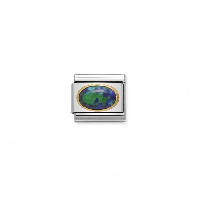 Nomination Classic Oval Hard Stones Charm - Gold 18k Green Opal 030502_26