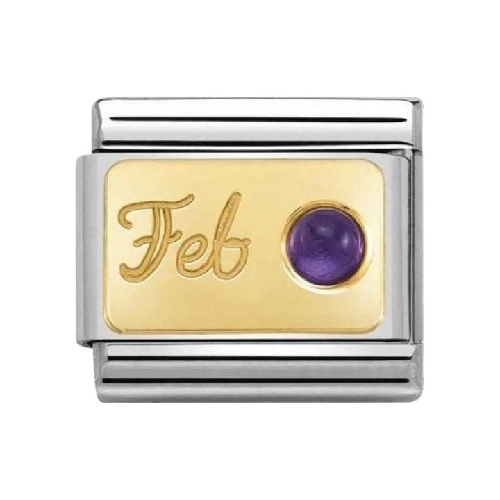 Nomination February Charm 18k Gold with Amethyst
