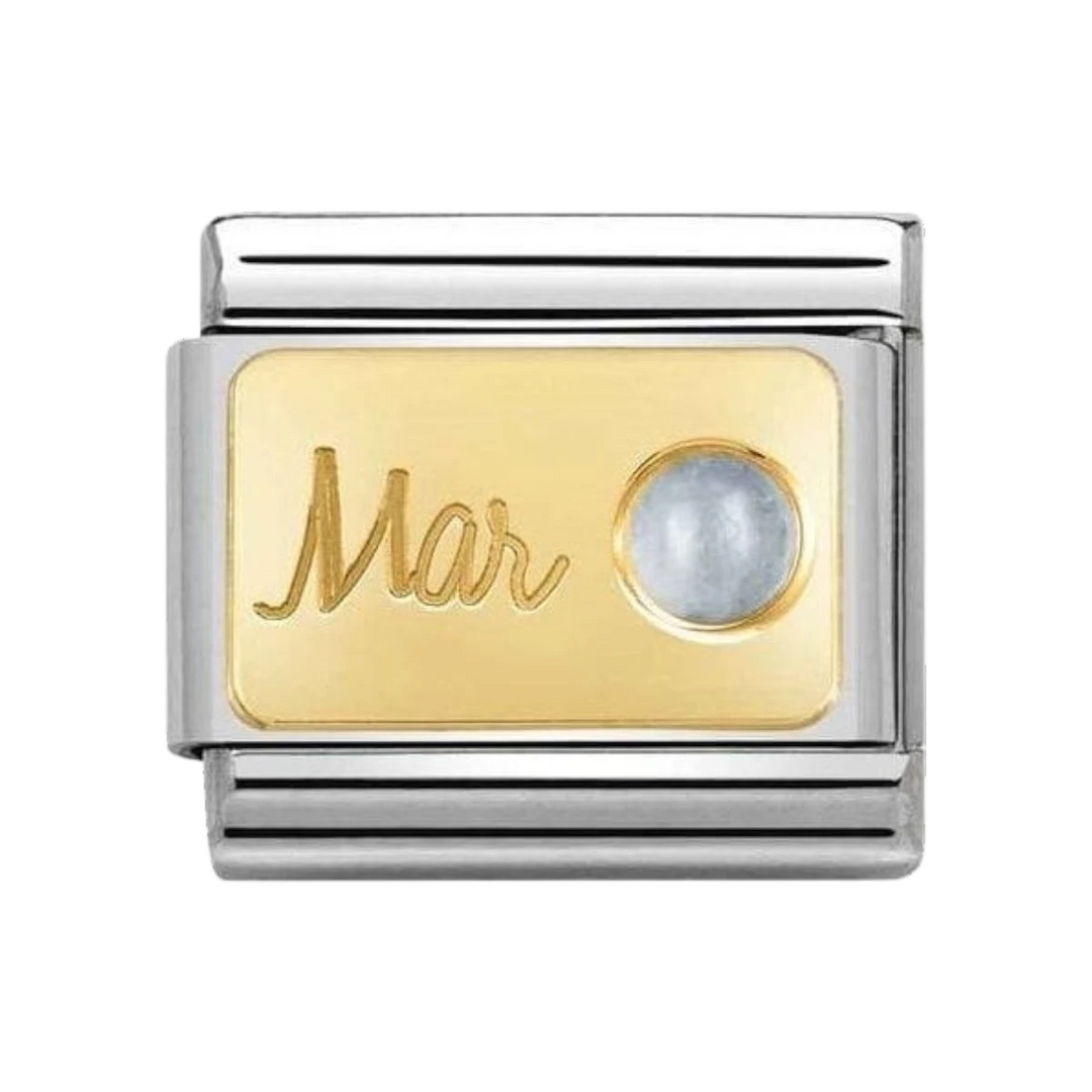 Nomination Classic 18k Gold Aquamarine March Birthstone Charm