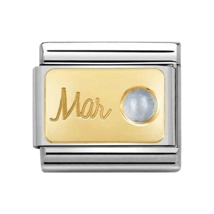Nomination Classic 18k Gold Aquamarine March Birthstone Charm