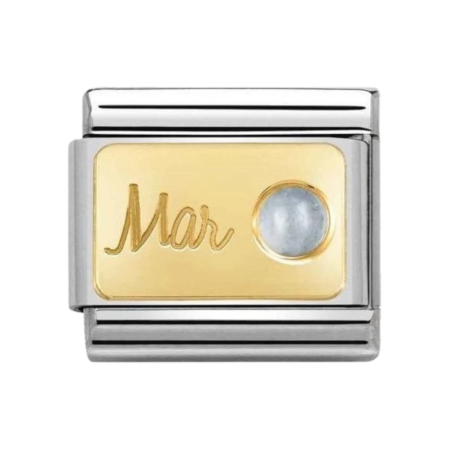 Nomination Classic 18k Gold Aquamarine March Birthstone Charm