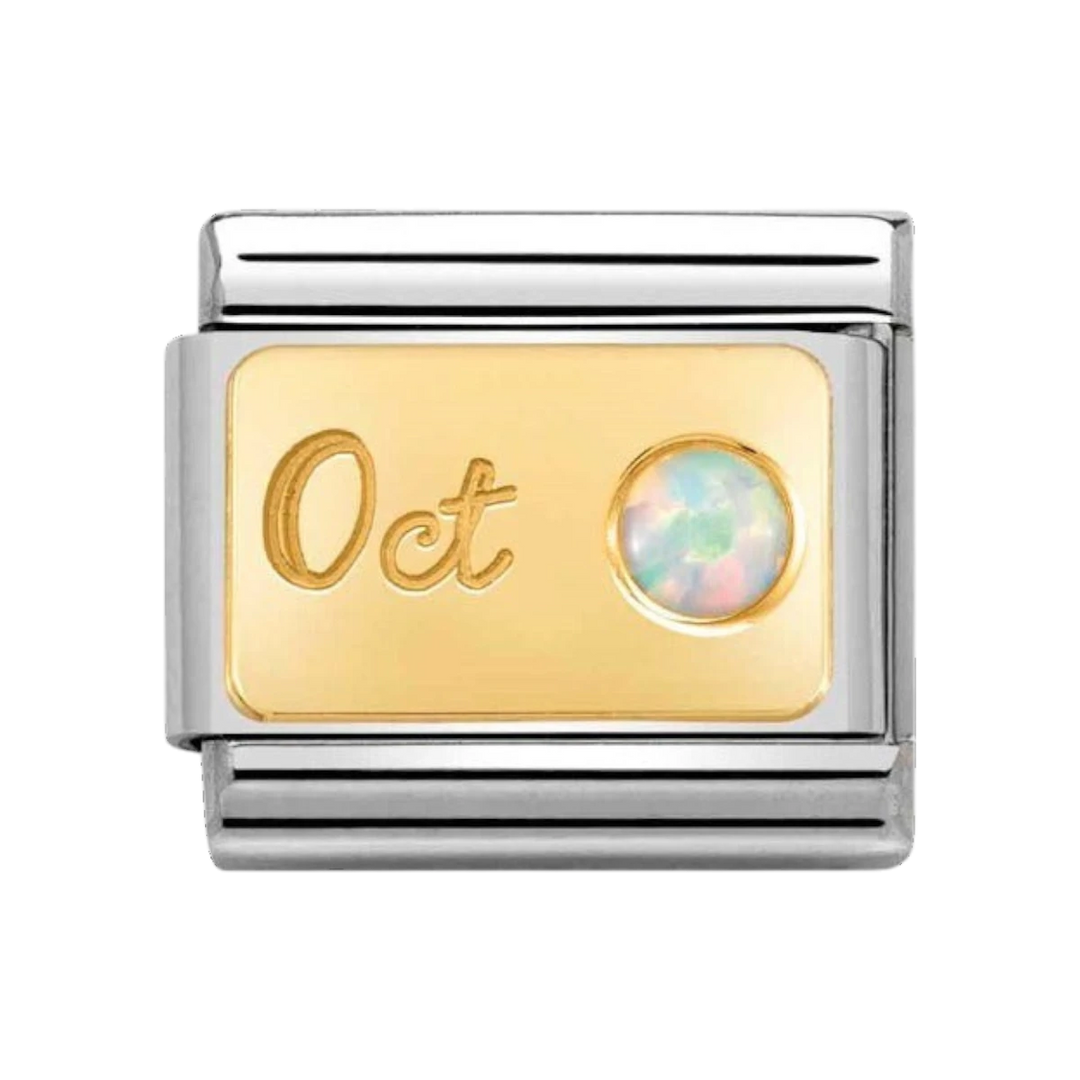 Nomination  Classic Birthstone Charm - Gold October White Opal 030519_10