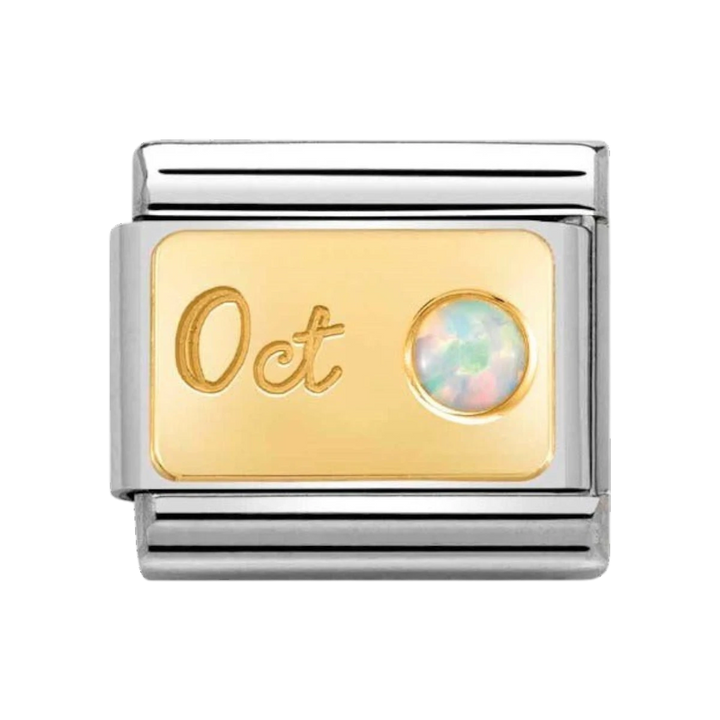 Nomination  Classic Birthstone Charm - Gold October White Opal 030519_10