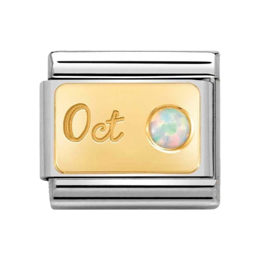 Nomination  Classic Birthstone Charm - Gold October White Opal 030519_10