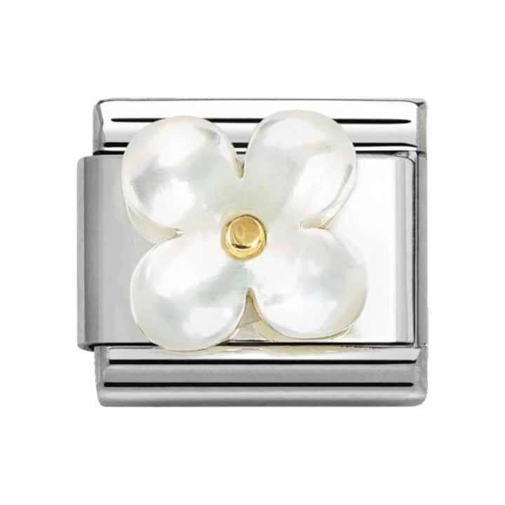 Nomination Classic Gold White Mother of Pearl Flower Charm 030521/02