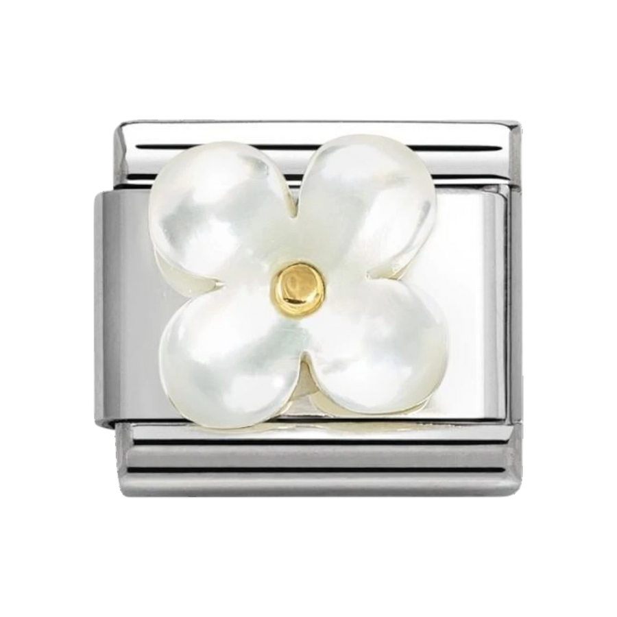 Nomination Classic Gold White Mother of Pearl Flower Charm 030521/02