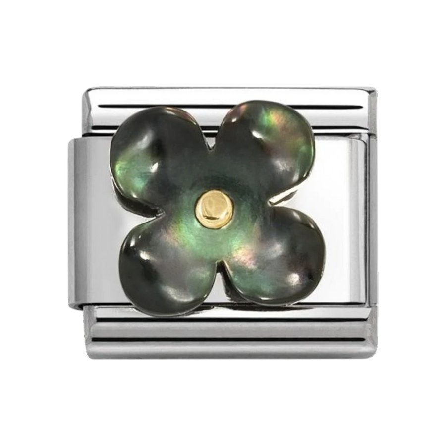 Nomination Classic Gold Black Mother of Pearl Flower Charm 030521/22