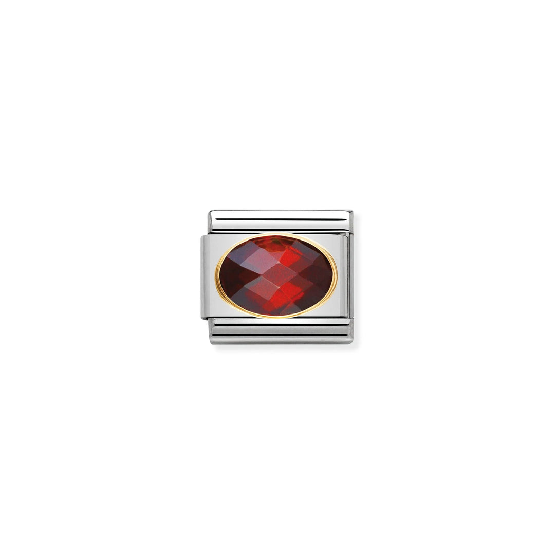 Nomination Gold Red Oval Faceted Cubic Zirconia Charm