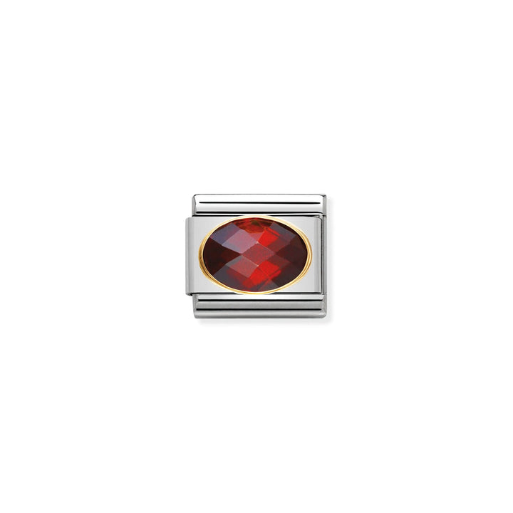 Nomination Gold Red Oval Faceted Cubic Zirconia Charm