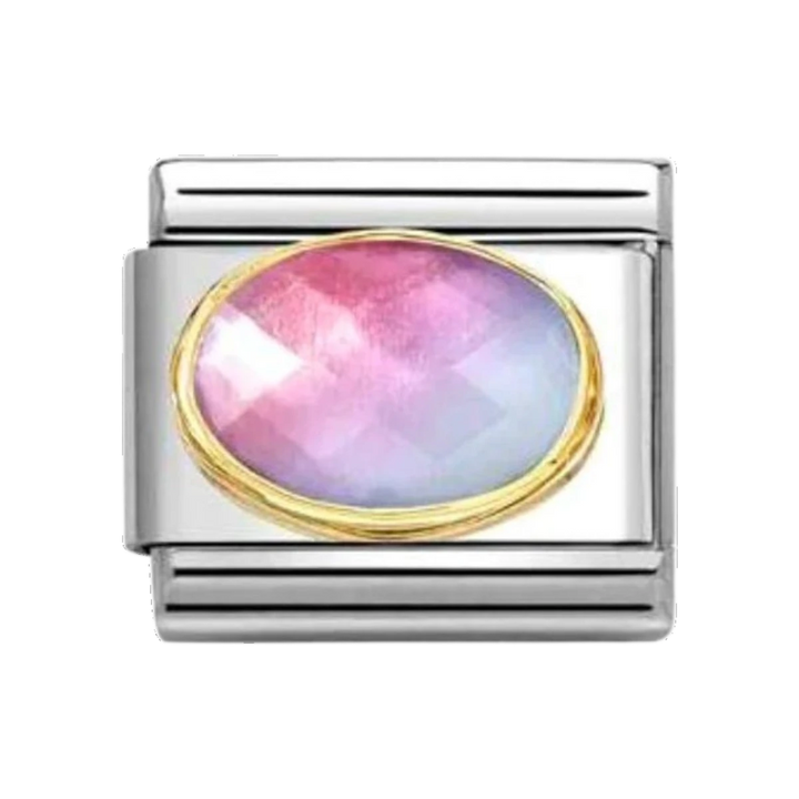 Nomination Classic Faceted Oval Stone 18k Gold - Pink Blue 030612/035