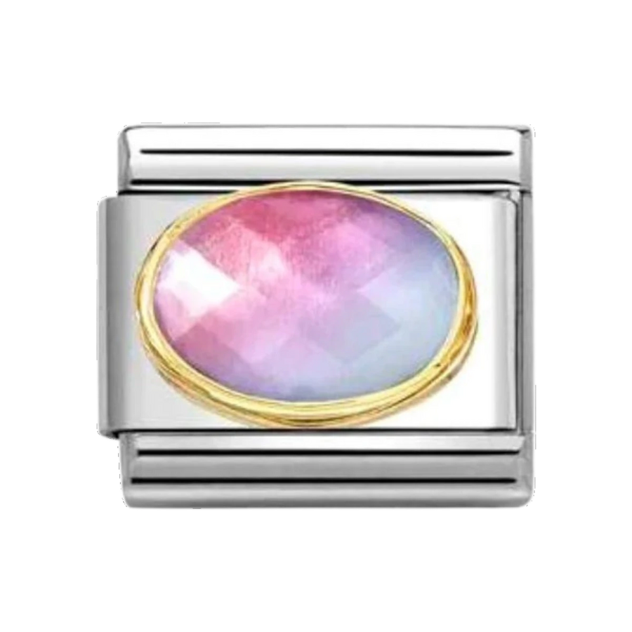 Nomination Classic Faceted Oval Stone 18k Gold - Pink Blue 030612/035