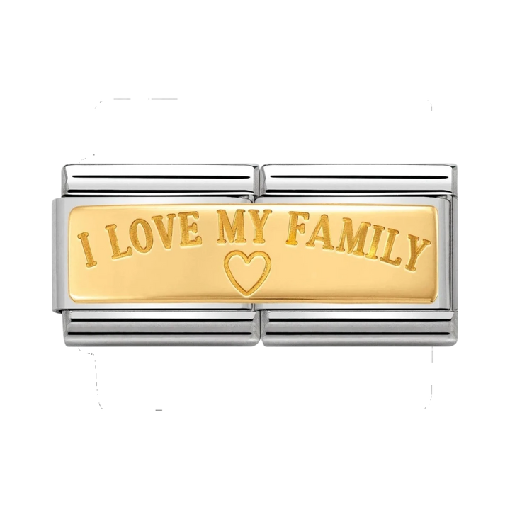 Nomination Classic Gold Double Engraved Charm - I Love My Family. Item code 030710_03.