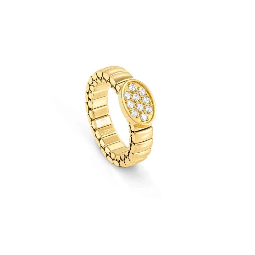 Nomination Extension Style Ring - Stainless Steel Yellow Gold and Zirconia Oval