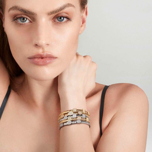 Nomination Extension Style Bracelet - Stainless Steel Yellow Gold and Zirconia Square