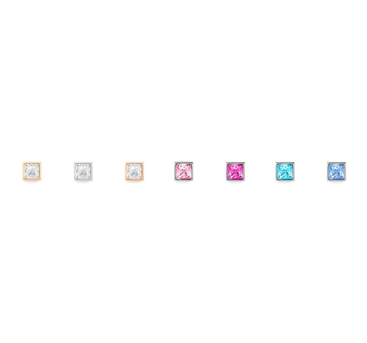 Coeur De Lion Brilliant Square Earrings - Silver Crystal 500211817