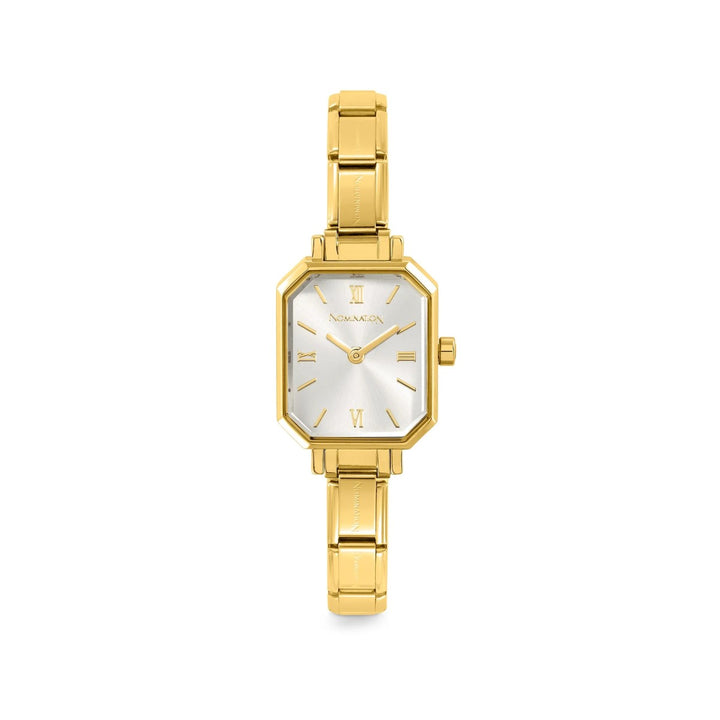 Nomination Paris Gold Rectangular Silver Dial Charm Watch