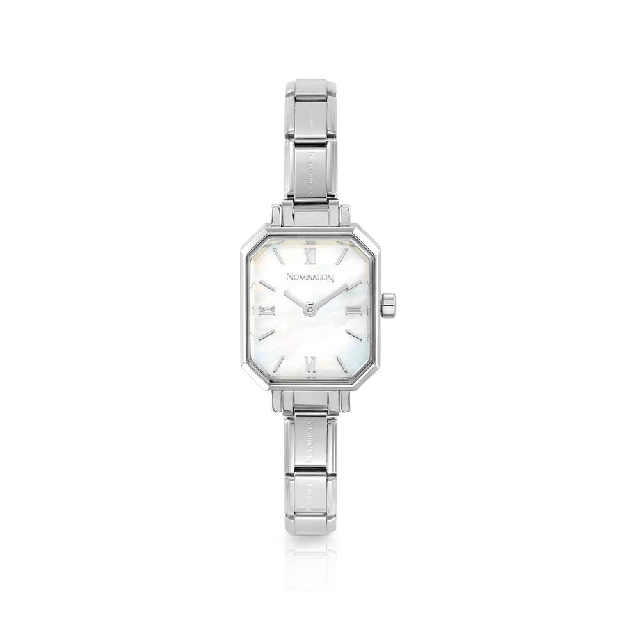 Nomination Paris White Mother of Pearl Rectangular Dial Charm Watch 076037_008