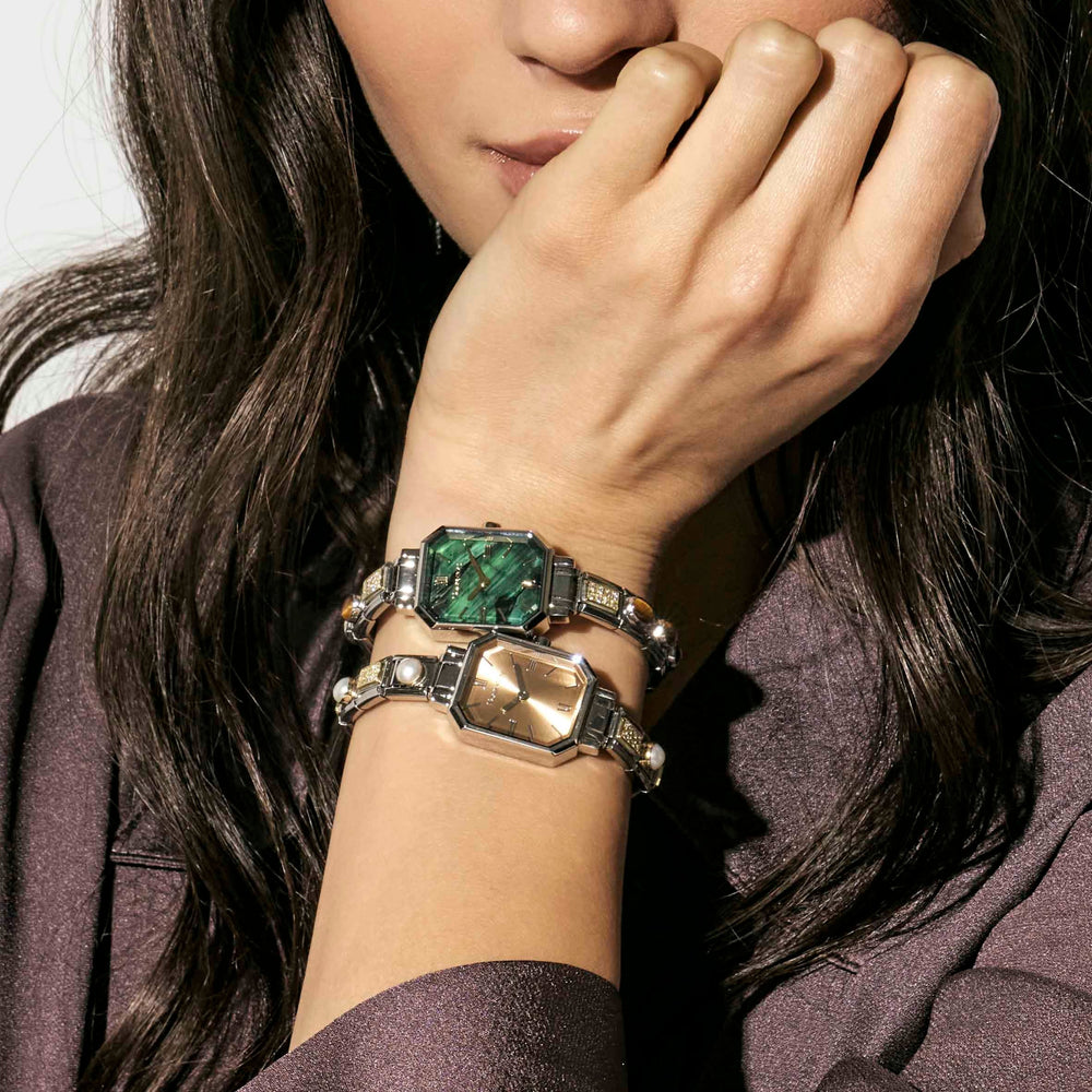 Niche Jewellery Nomination Paris Rectangular Sunray Gold Dial Charm Watch detail