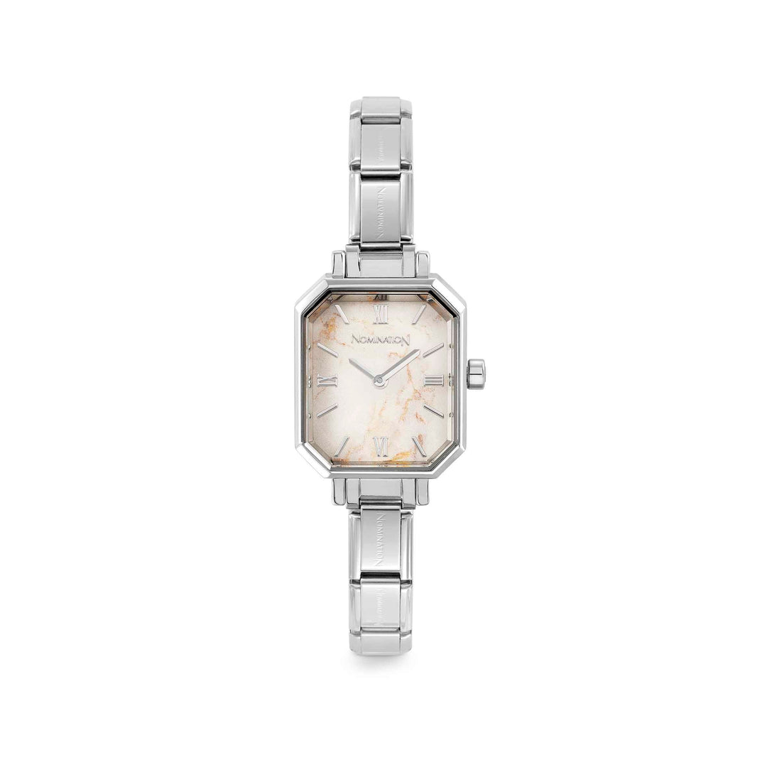 Niche Jewellery Nomination Paris Rectangular Marble White Dial Charm Watch