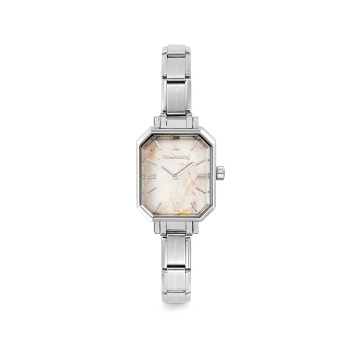 Niche Jewellery Nomination Paris Rectangular Marble White Dial Charm Watch