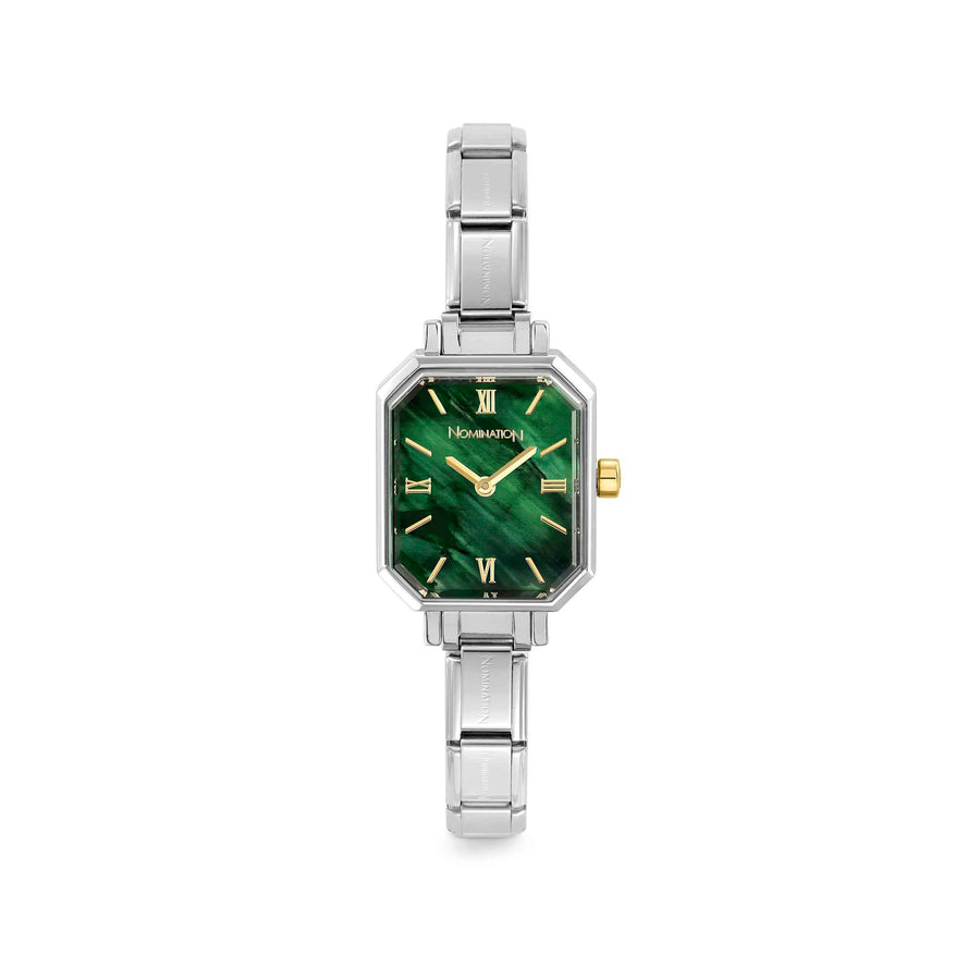 Niche Jewellery Nomination Paris Rectangular Malachite Green Dial Charm Watch