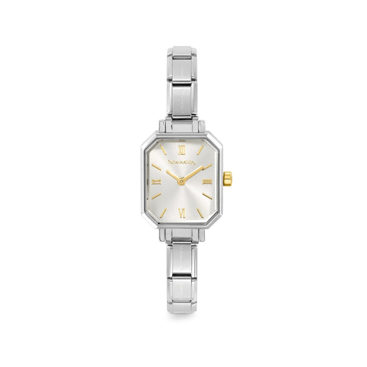 Nomination Paris Silver Rectangular with Gold Markers Charm Watch
