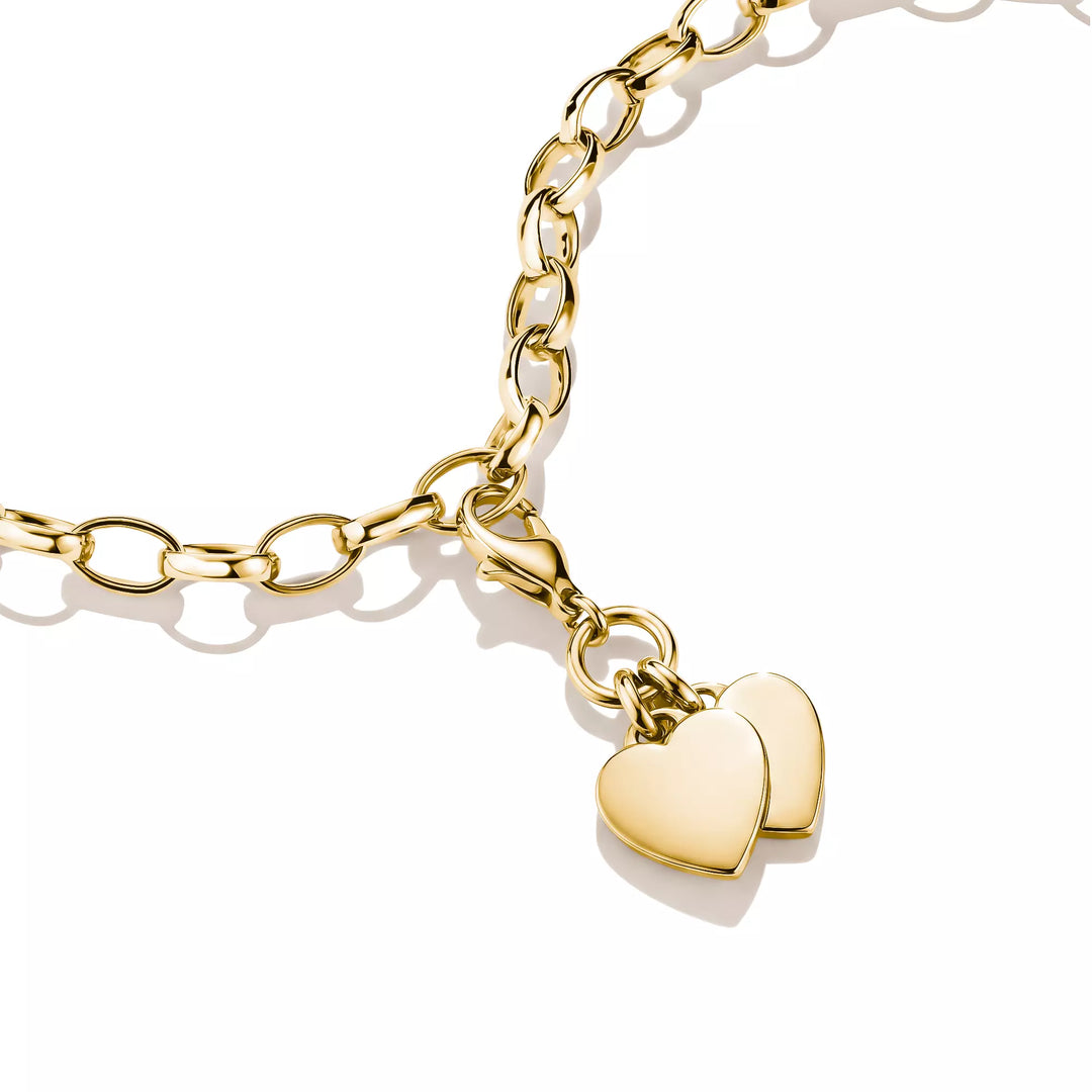 Niche Jewellery Thomas Sabo Double Hearts Gold Charm detail