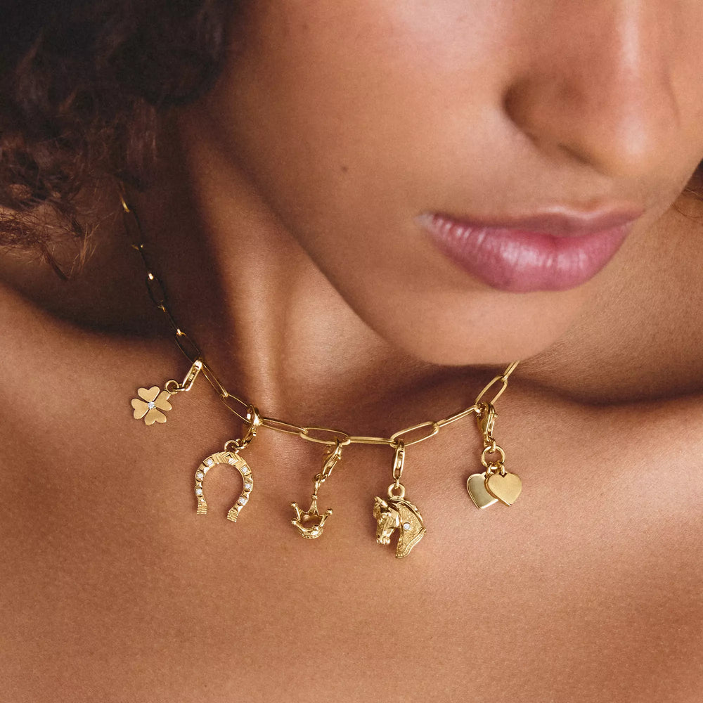 Niche Jewellery Thomas Sabo Double Hearts Gold Charm detail