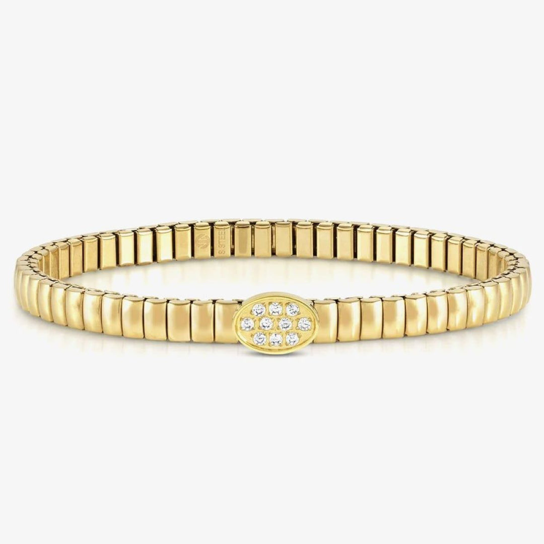 Nomination Extension Style Bracelet Steel and Yellow Gold Zirconia Oval - 046011_053