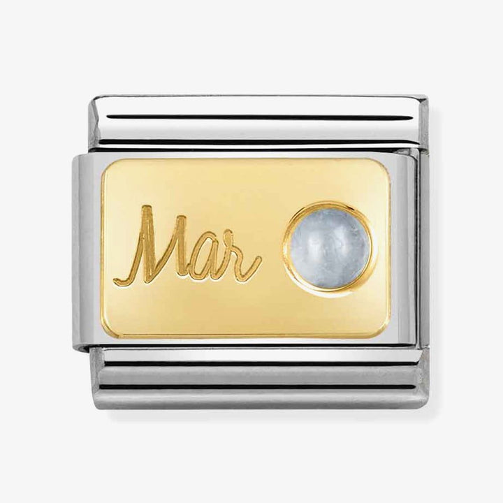 Nomination Classic 18k Gold Aquamarine March Birthstone Charm