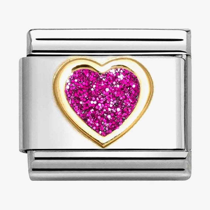 Nomination Classic Glitter Charm Gold with Enamel and Fushia Heart - 030220_09