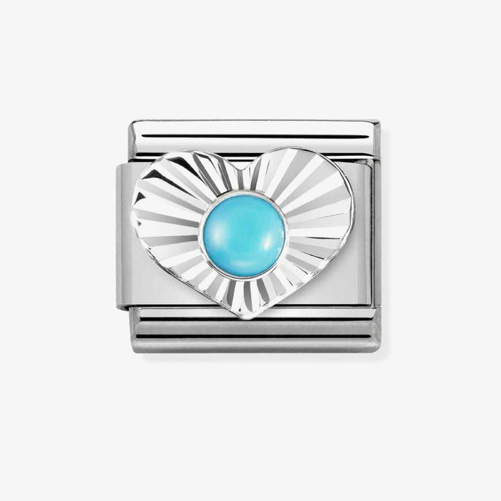 Nomination Classic Silvershine Diamond Heart Turquoise Charm