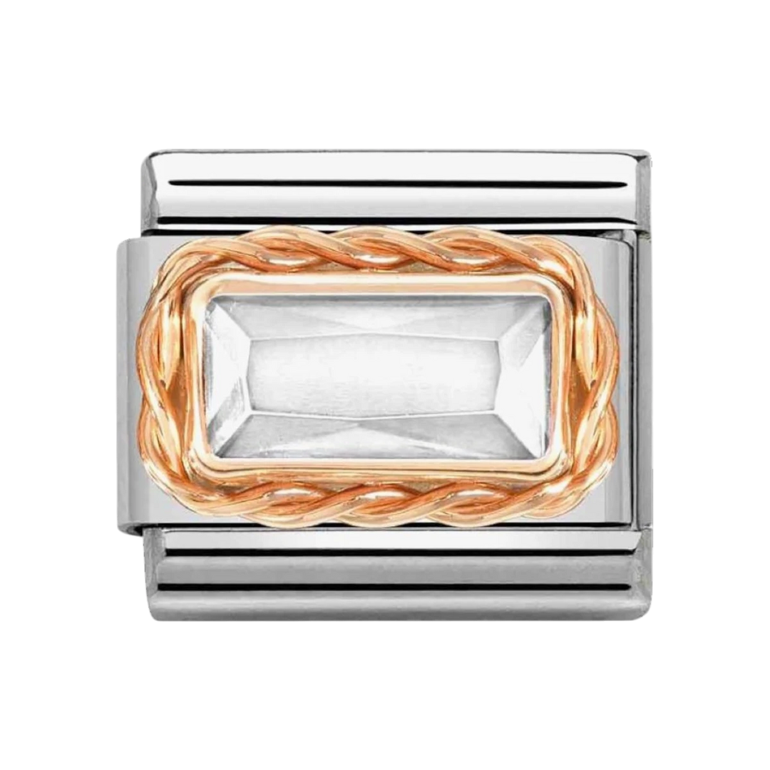 Nomination Classic Rose Faceted Baguette White Charm