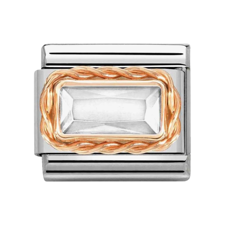Nomination Classic Rose Faceted Baguette White Charm