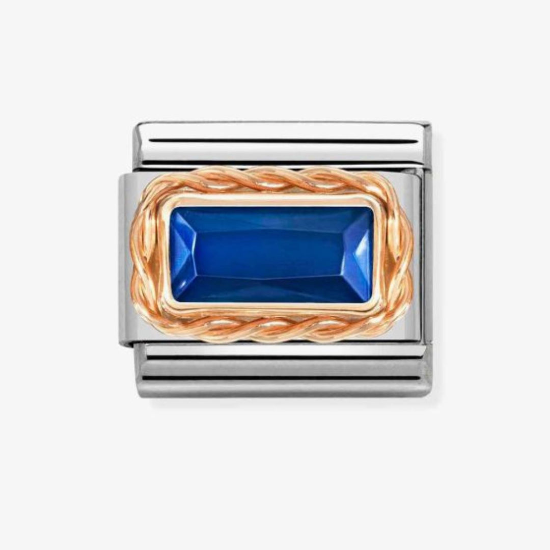 Nomination Classic Rose Faceted Baguette Blue Charm