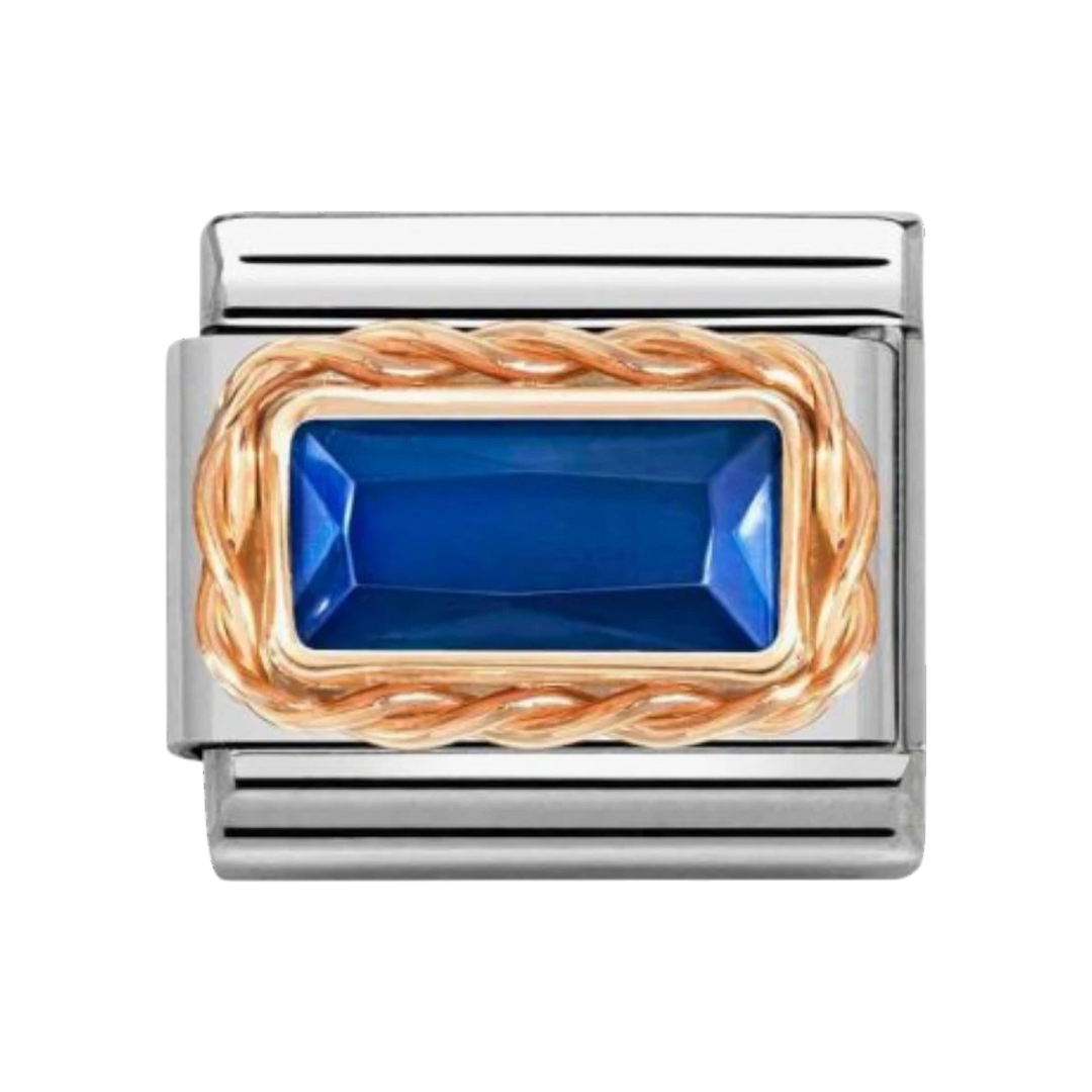 Nomination Classic Rose Faceted Baguette Blue Charm