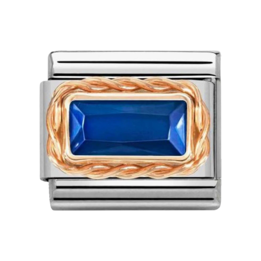 Nomination Classic Rose Faceted Baguette Blue Charm