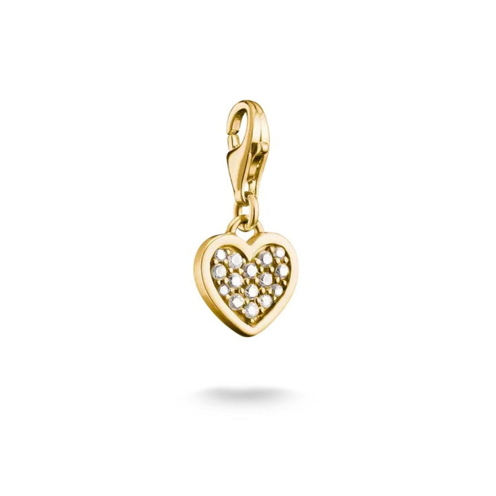 Thomas Sabo Charm Pendant - Gold Heart with White Zirconia