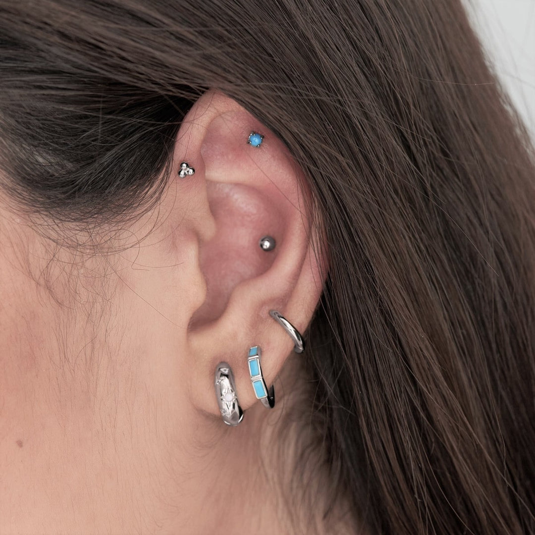 Ania Haie Turquoise Cabochon Barbell Single Earring - Silver - E035-13H